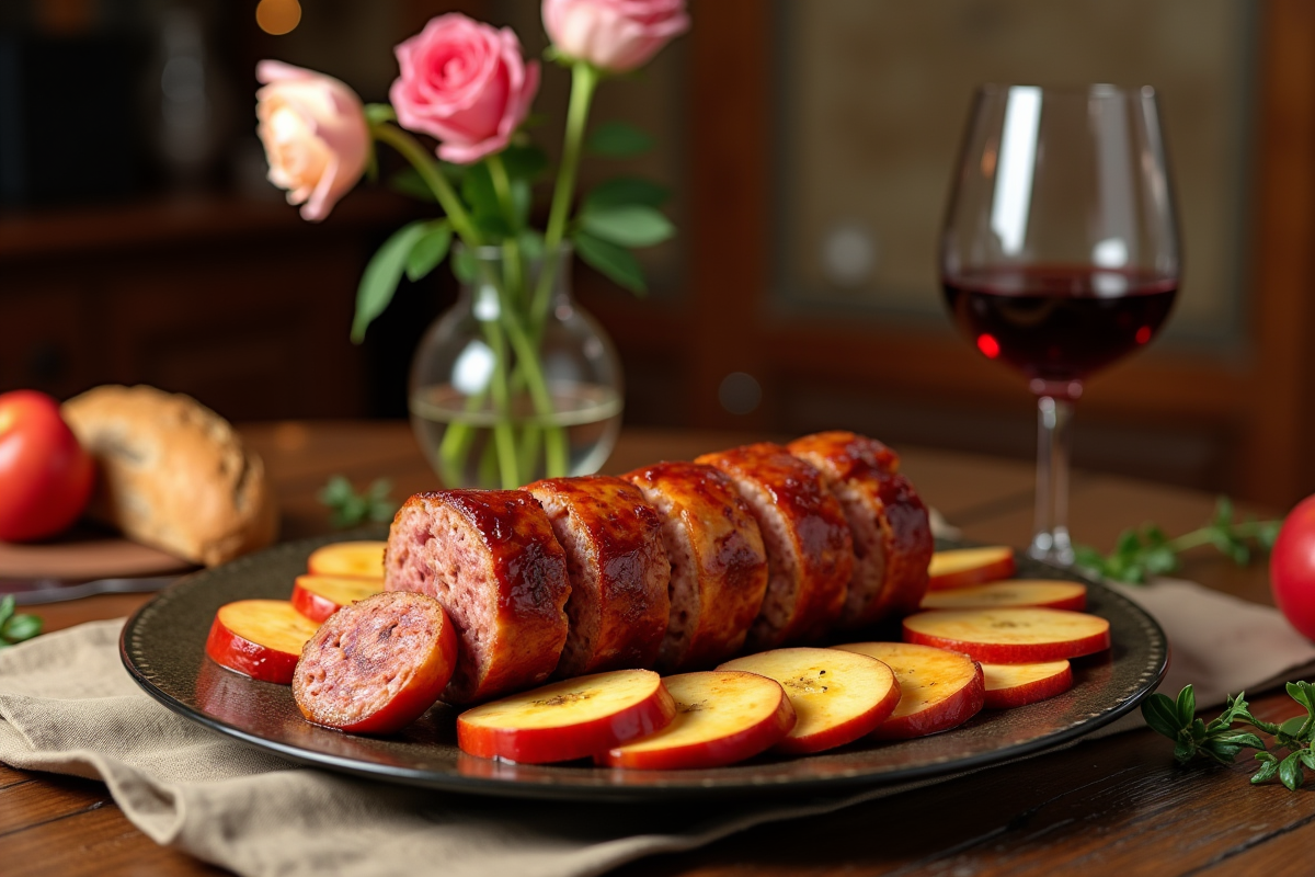 Accord parfait : boudin au four aux pommes et vin rouge